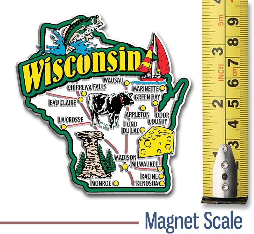 wholesale wisconsin six-piece state magnet set by classic magnets, includes 6 unique designs, collectible souvenirs made in the usa factory & supplier oem