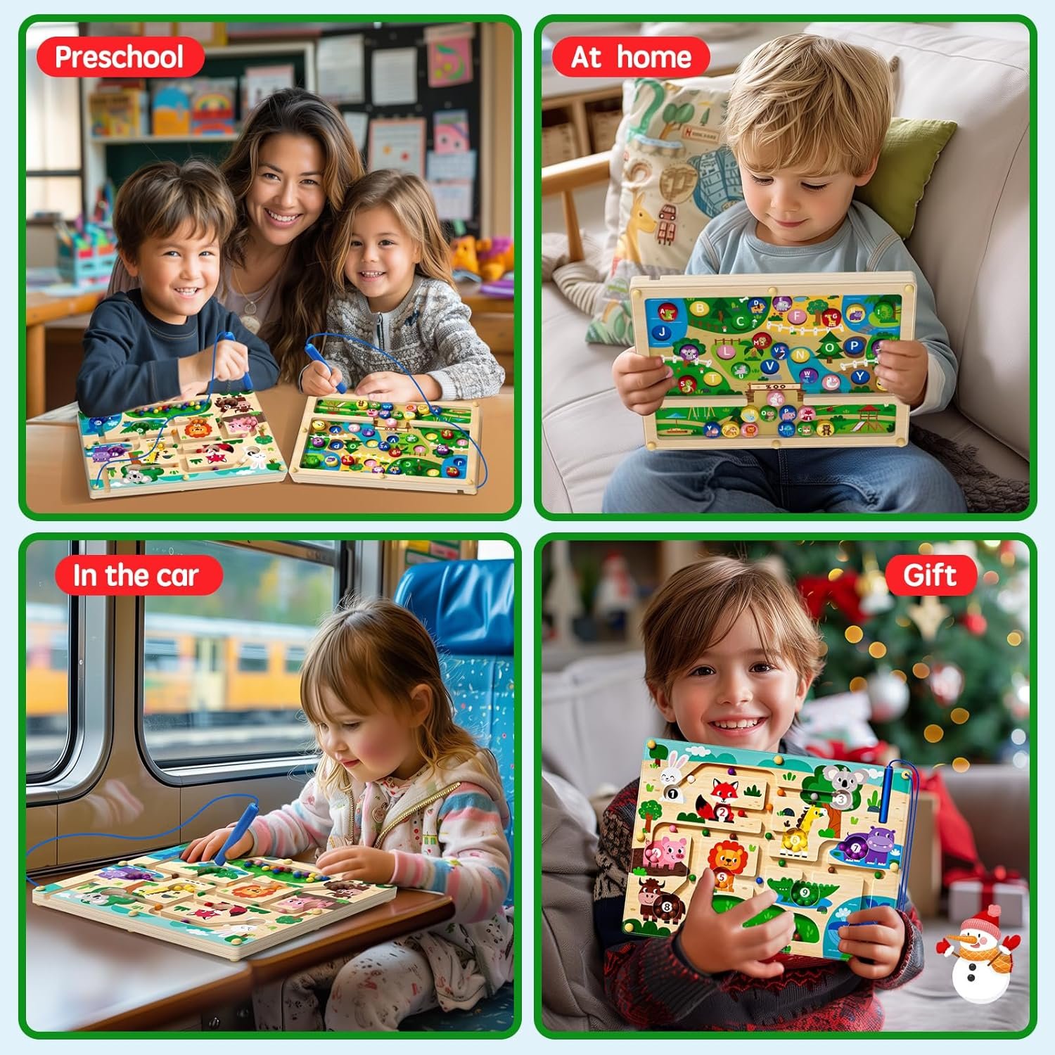 wholesale 2 in 1 magnetic color and number maze magnet alphabet counting dinosaur double sided board wood puzzle fine motor skills montessori preschool toys gifts for boys and girls 3-5 age (zoo, one size) factory & supplier oem