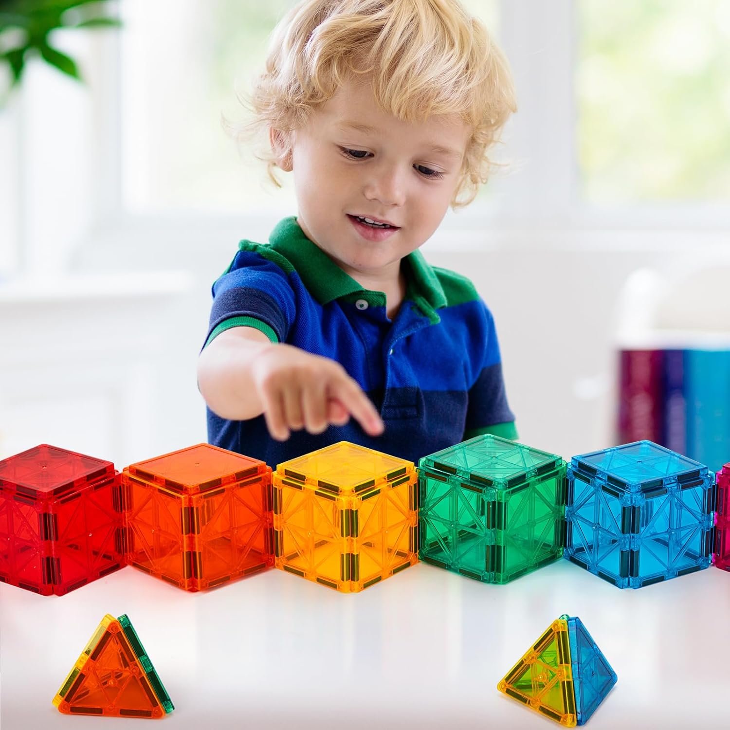 wholesale fnjo magnetic tiles, 110pcs magnet building set, magnetic building blocks,construction stem learning and playing toys for kids, montessori toy for preschool boys girls toddlers classroom must-haves factory & supplier oem