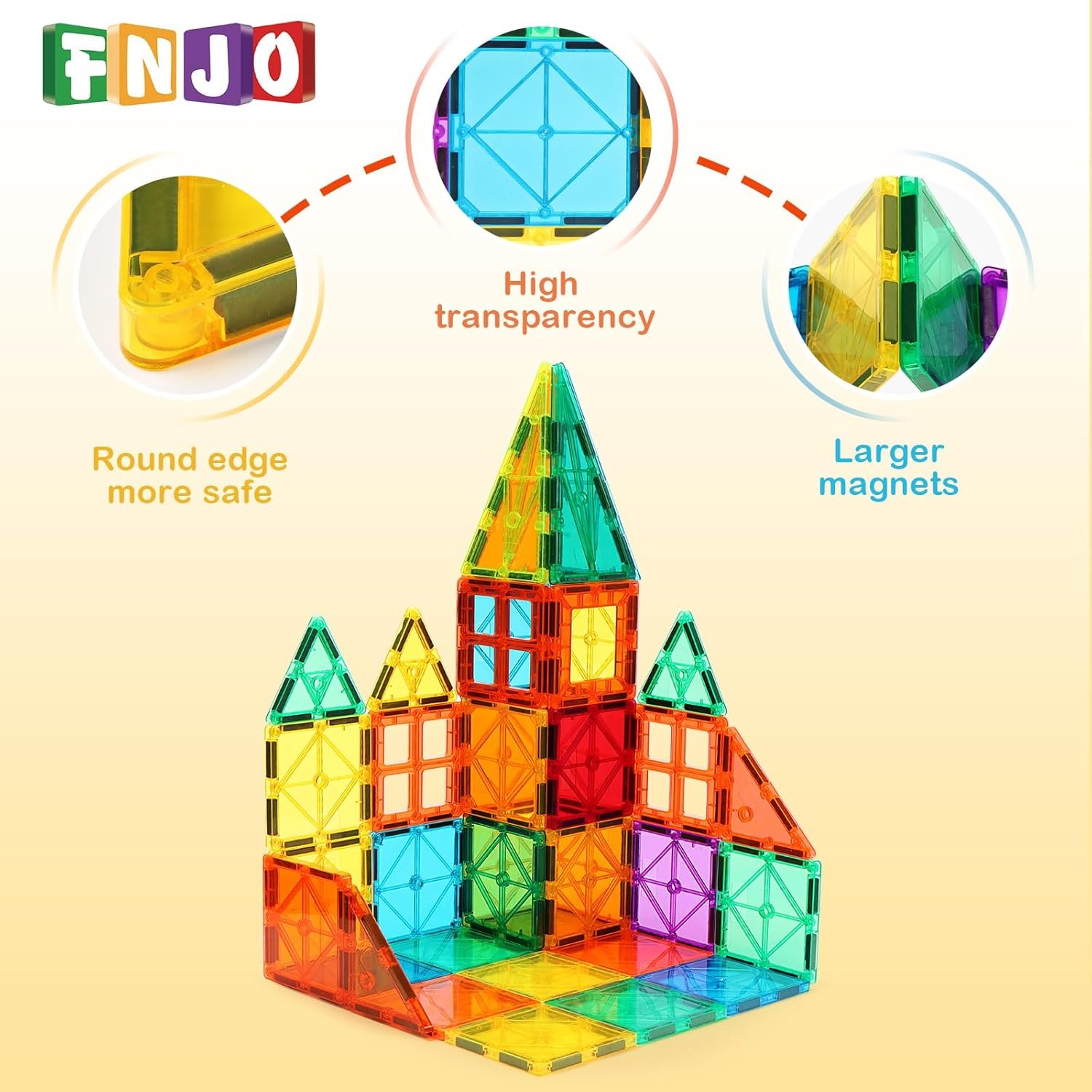 wholesale fnjo magnetic tiles, 110pcs magnet building set, magnetic building blocks,construction stem learning and playing toys for kids, montessori toy for preschool boys girls toddlers classroom must-haves factory & supplier oem