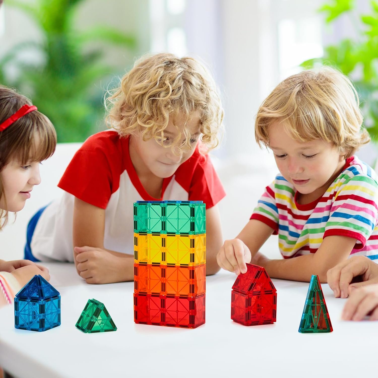 wholesale fnjo magnetic tiles, 52 pcs magnet building set, magnetic building blocks,construction stem toys for kids, gift for boys girls factory & supplier oem