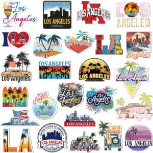 Fabbay 25 Pcs Los Angeles Fridge Magnet Magnetic Refrigerator Stickers Los Angeles Souvenirs Gifts Refrigerator Magnets for Fridge Laptop Locker Home Decoration Accessories