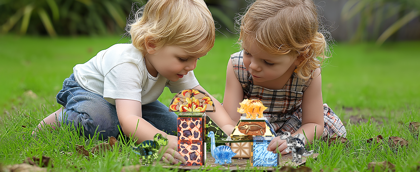 wholesale magnetic tiles dinosaur toys for kids 3-5 5-7 magnet building blocks toddler toy dinosaurs - 3 year old boy gift stem learning resources for kids ages 3 4 5 6 7 8 gifts for 4 year old boys factory & supplier oem