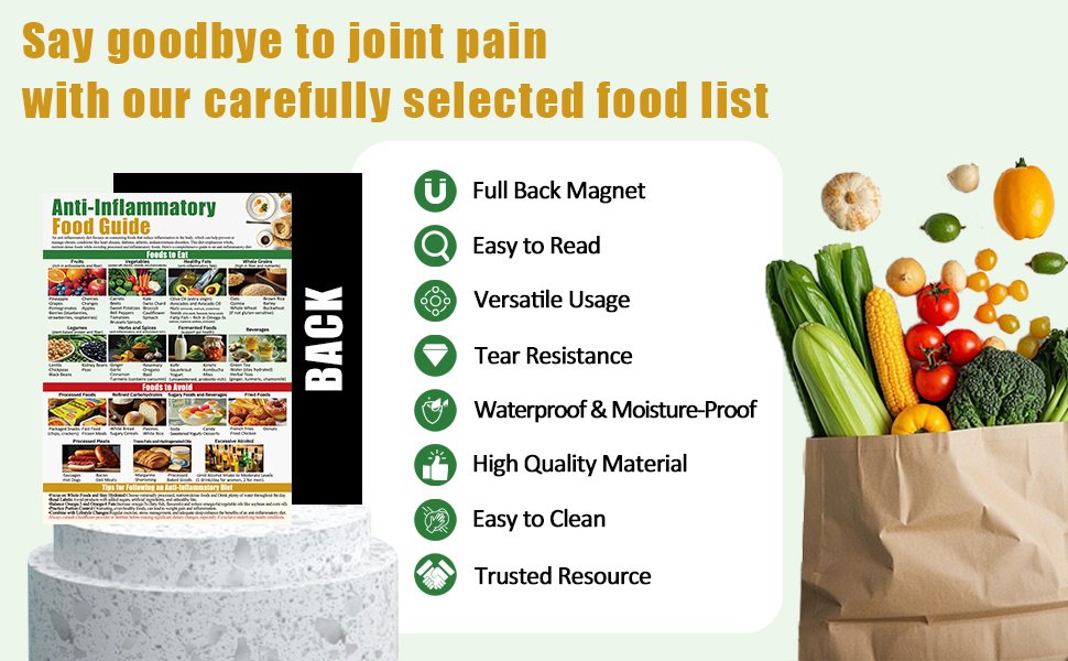 wholesale magnetic anti-inflammatory diet food guide, anti inflammatory foods list chart fridge magnet,nutritional food list poster board for beginners-12x16in factory & supplier oem