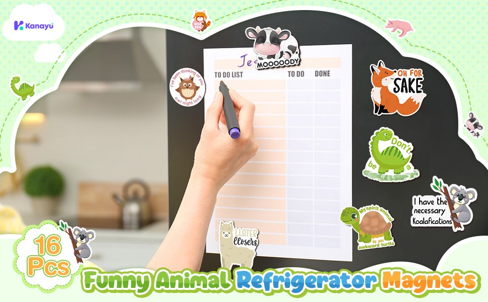 wholesale kanayu 16 pcs funny cute magnets adult fridge refrigerator puns magnets for adults for home locker whiteboard office school cabinet(animal) factory & supplier oem