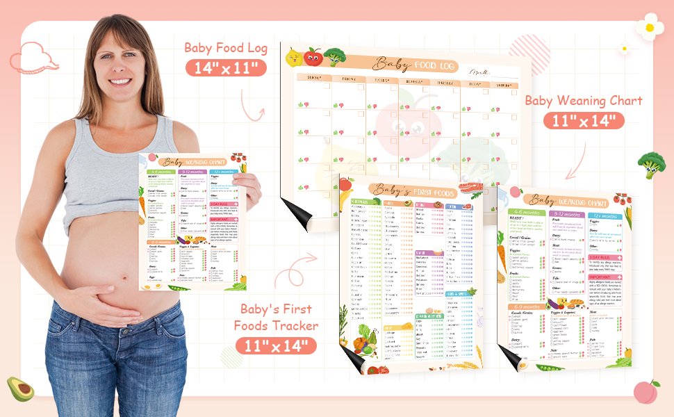 wholesale pasimy 3 pcs baby's first food tracker magnet weaning chart 11