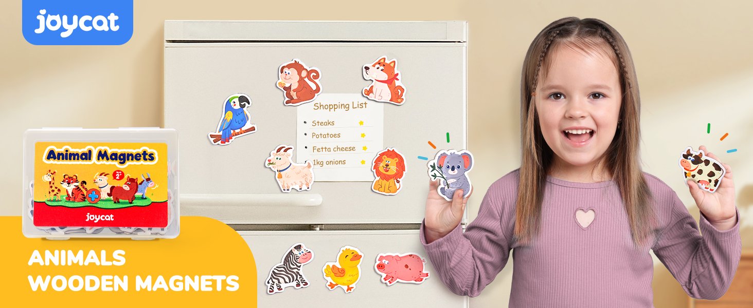wholesale joycat wooden fridge magnets for toddlers, 20 cute animals refrigerator magnets for kids, full back magnetic toys, fun educational baby learning gifts for 2 3 4 5 years old factory & supplier oem