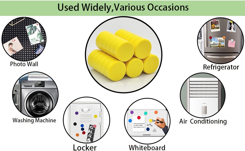 wholesale zdzblx 30 pack fridge magnets - strong, heavy duty, mini round magnets for refrigerator, whiteboard, locker, kitchen, office, classroom (yellow) factory & supplier oem