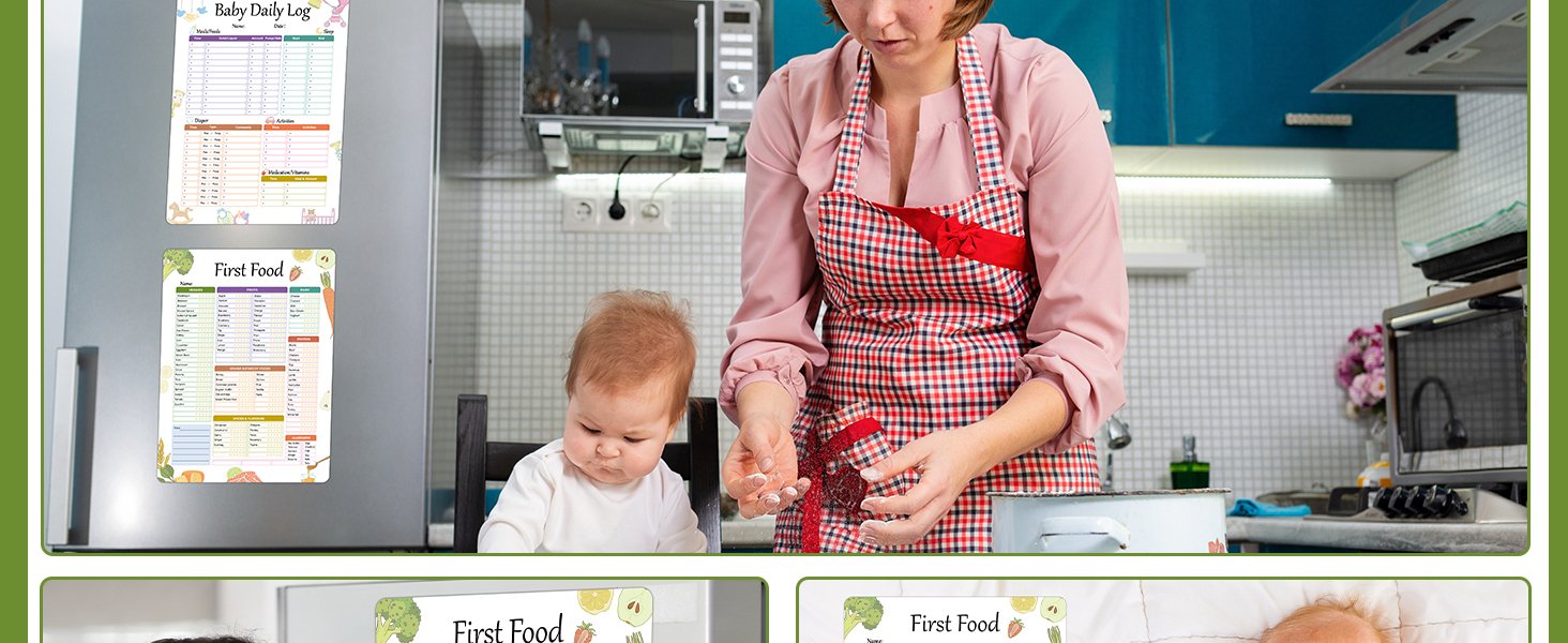 wholesale baby's first foods tracker fridge magnet, foods before 1 checklist magnet, reusable daily food log, baby food chart for new parents,nanny, babysitter 13.8 x 10.2inches factory & supplier oem