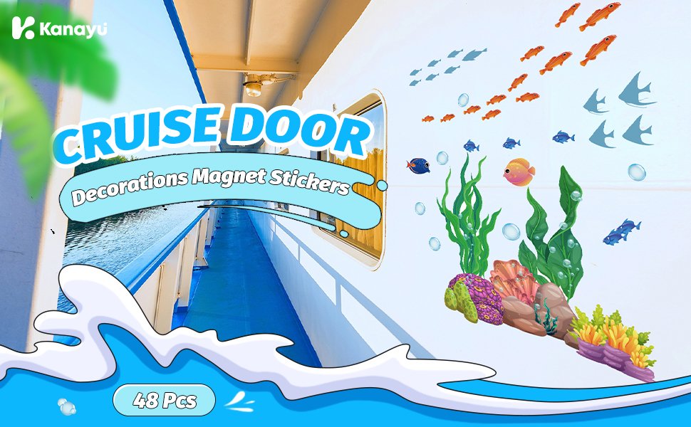 wholesale kanayu 48 pcs cruise door decorations magnetic under the sea cruise door magnet ocean animals magnet stickers fish coral reef magnets for cruise cabin door refrigerator car ship carnival party decor factory & supplier oem