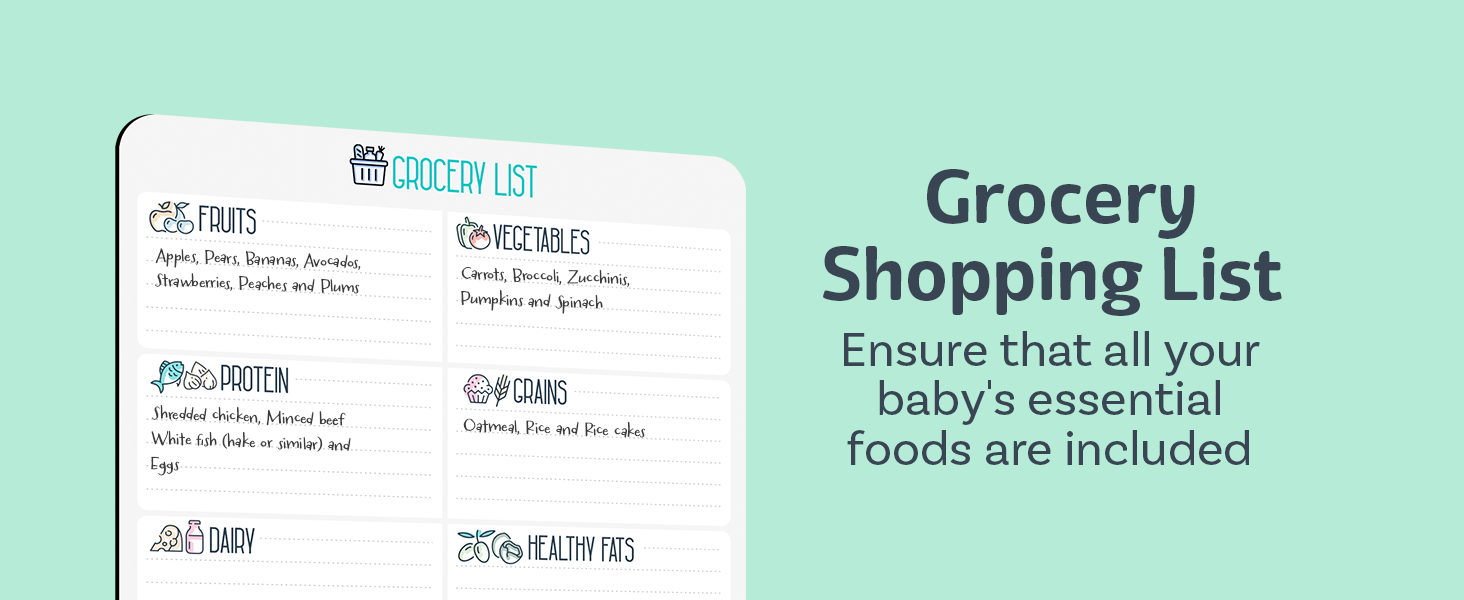 wholesale baby first food tracker, magnetic meal planner, fridge grocery shopping list chart (3 in 1) - dry, erase menu planners, strong stickiness on refrigerator - 11.8