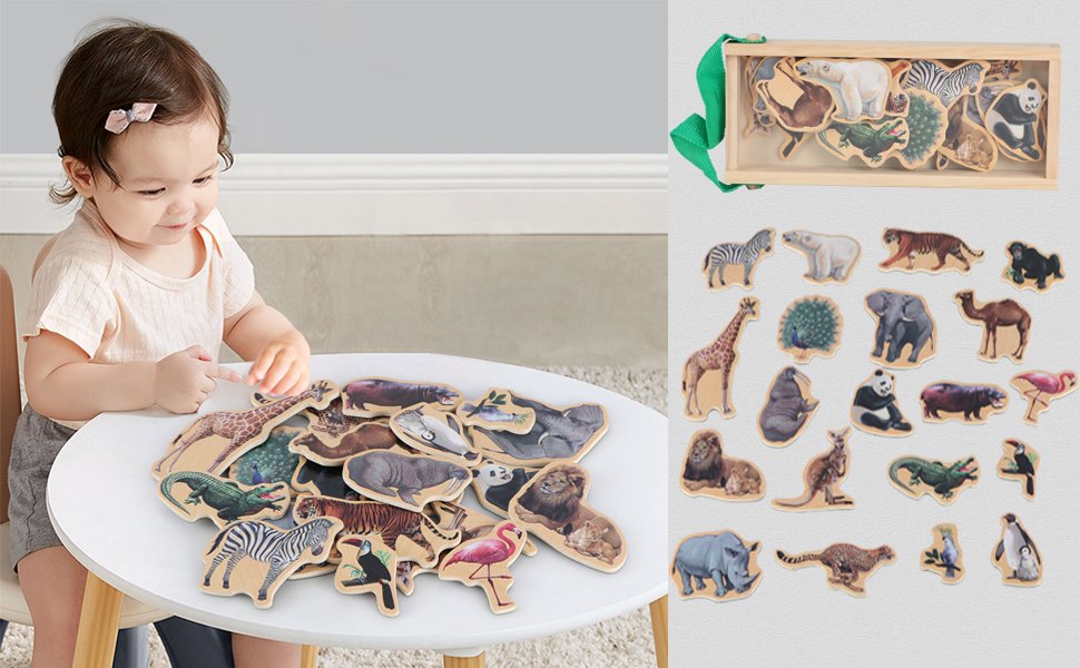 wholesale refrigerator magnets for kids - zoo animal fridge magnets for toddlers - wooden magnetic toys for baby kids' developmental learning factory & supplier oem