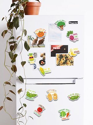 wholesale 16pcs funny fridge magnets - veggie and fruit puns cute vegetables refrigerator magnet - vegan decorative fun stickers for fridge, office, school, whiteboard - adult factory & supplier oem