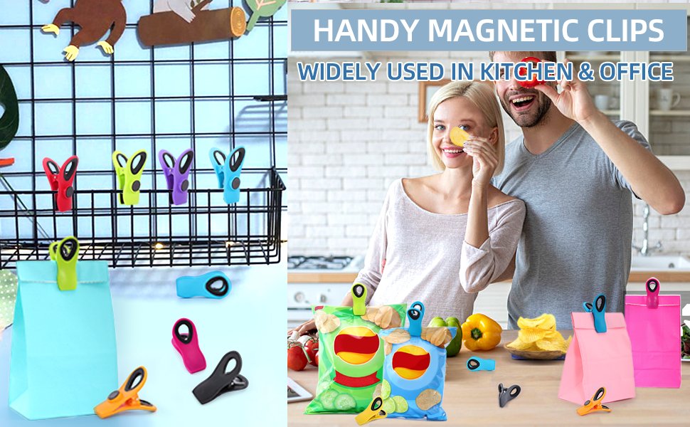 wholesale 18 pack magnetic bag clips - assorted bright colors for food storage & fridge organization factory & supplier oem