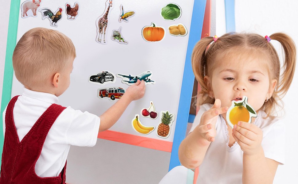 wholesale 110 fridge magnet for toddlers in gift tin box kids magnets for fridge - realistic magnetic animals for refrigerator - safe educational materials for baby: zoo, farm, fruits, vegetables, transport factory & supplier oem