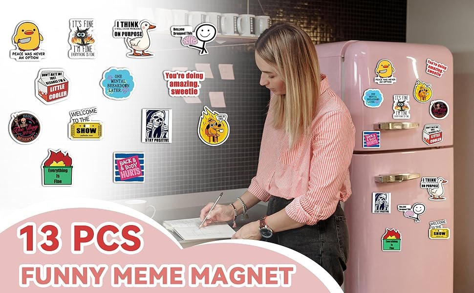 wholesale 13pc funny memes fridge magnets, cute refrigerator animals words fridge magnets for bumper office locker kitchen home decor for boys girls adult factory & supplier oem