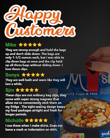 wholesale magnus 10 pack chip clips magnetic - tight sealing bag clips for food packages with super strong magnet clips for fridge - refrigerator food clips for bags, chip bag clip and kitchen storage assorted factory & supplier oem