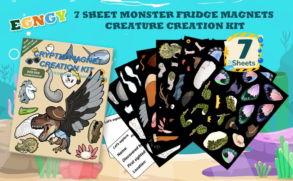 wholesale egngy 149 pcs cryptid magnet creation kit, 7 sheets of 9