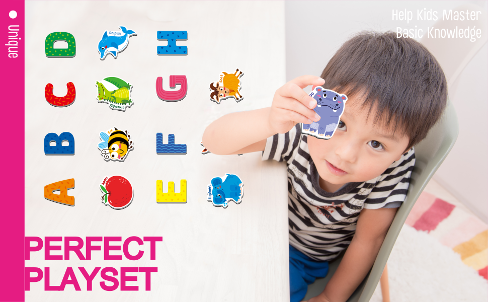 wholesale large magnetic letters and animals, educational learning tool for kids word recognition 52 pieces magnets include 26 colorful alphabet letters and corresponding cartoon images factory & supplier oem