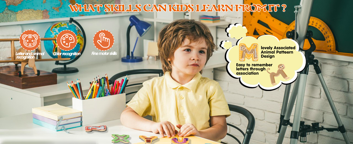 wholesale magnetic letter, thickened wooden abc alphabet fridge magnets for toddlers 1-3, large cute animal magnet learning toys set for kids ages 2 4 5 years old preschool learning (multicoloured) factory & supplier oem