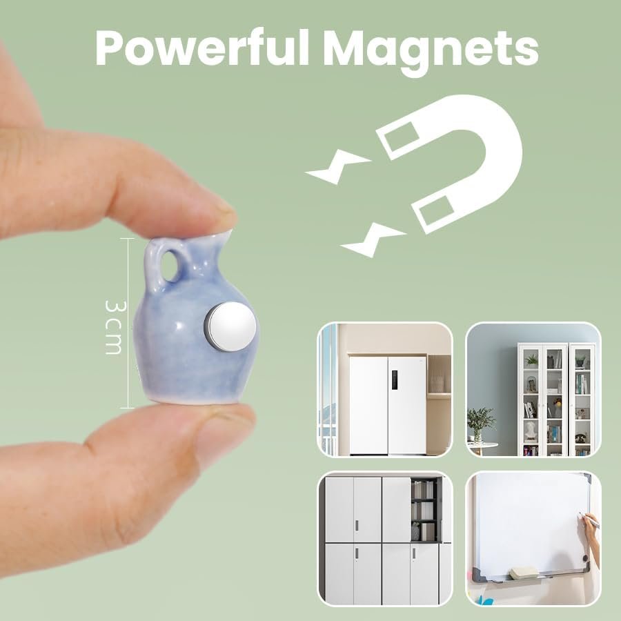wholesale mini ceramic vase magnets for fridge, magnetic mini table lamp, funny small plant magnets,funny 3d plant vase for refrigerator decoration in kitchen, locker, or office(8 pack+1) factory & supplier oem