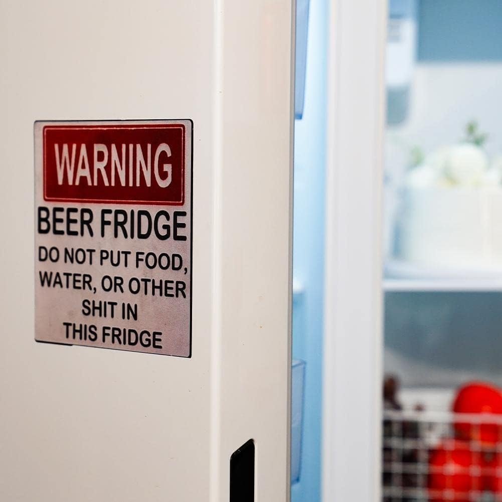 wholesale warning beer fridge magnet funny warning sign beer stickers magnet stickers do not put food,water,or other shit in this fridge refrigerator magnets kitchen accessories factory & supplier oem