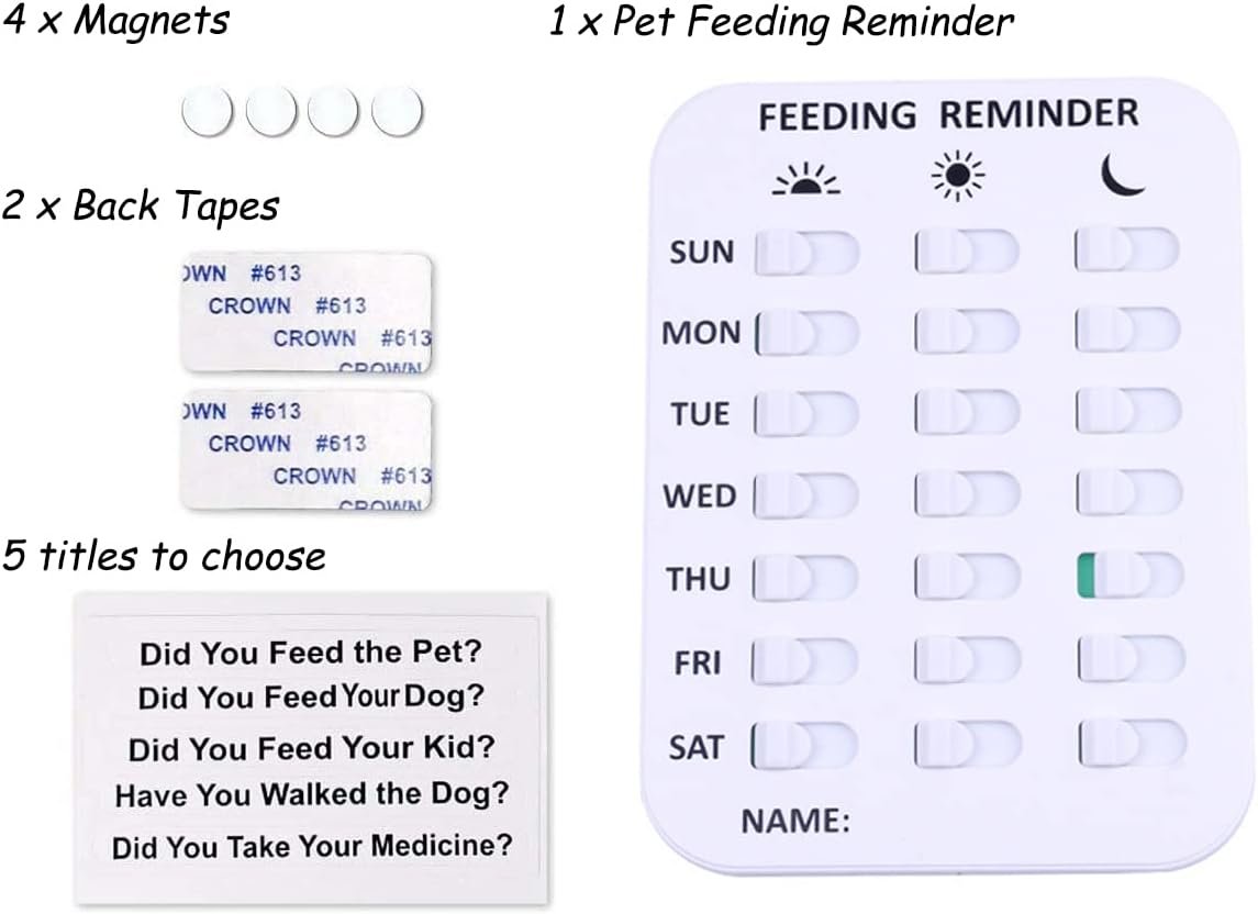 wholesale pet feeding reminder for dogs cats - magnetic sticker 3 times a day indication chart feed your pets, magnets and double sided tape, did you feed your dog cat fish kid? factory & supplier oem