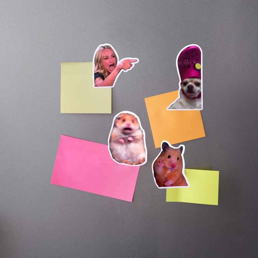 wholesale 12pc funny meme animals fridge magnets, fun cute weird magnetic crying cat dog hamster duck magnets for gaming kitchen home decor bumper school locker work for boys girls adult accessories factory & supplier oem