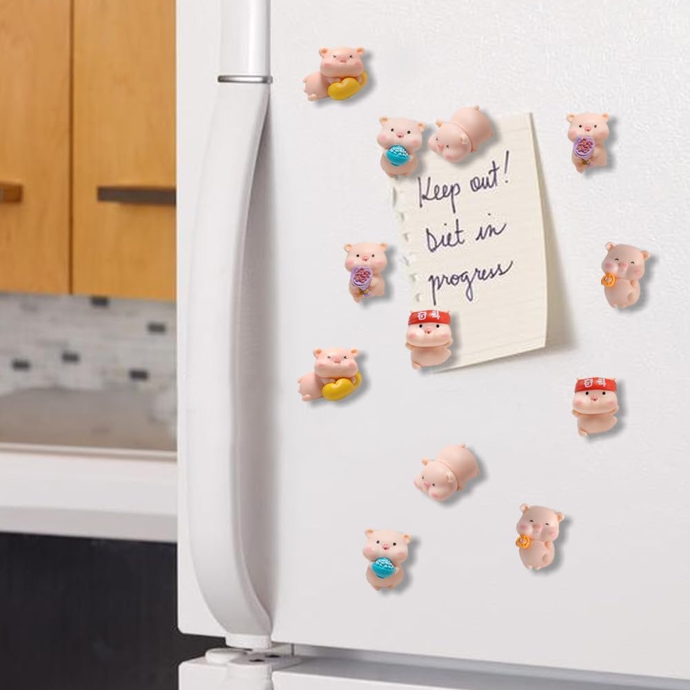 wholesale animal magnets refrigerator, glrovazas 12pcs locker, funny magnets, resin pig decorative magnets for classroom kitchen office factory & supplier oem