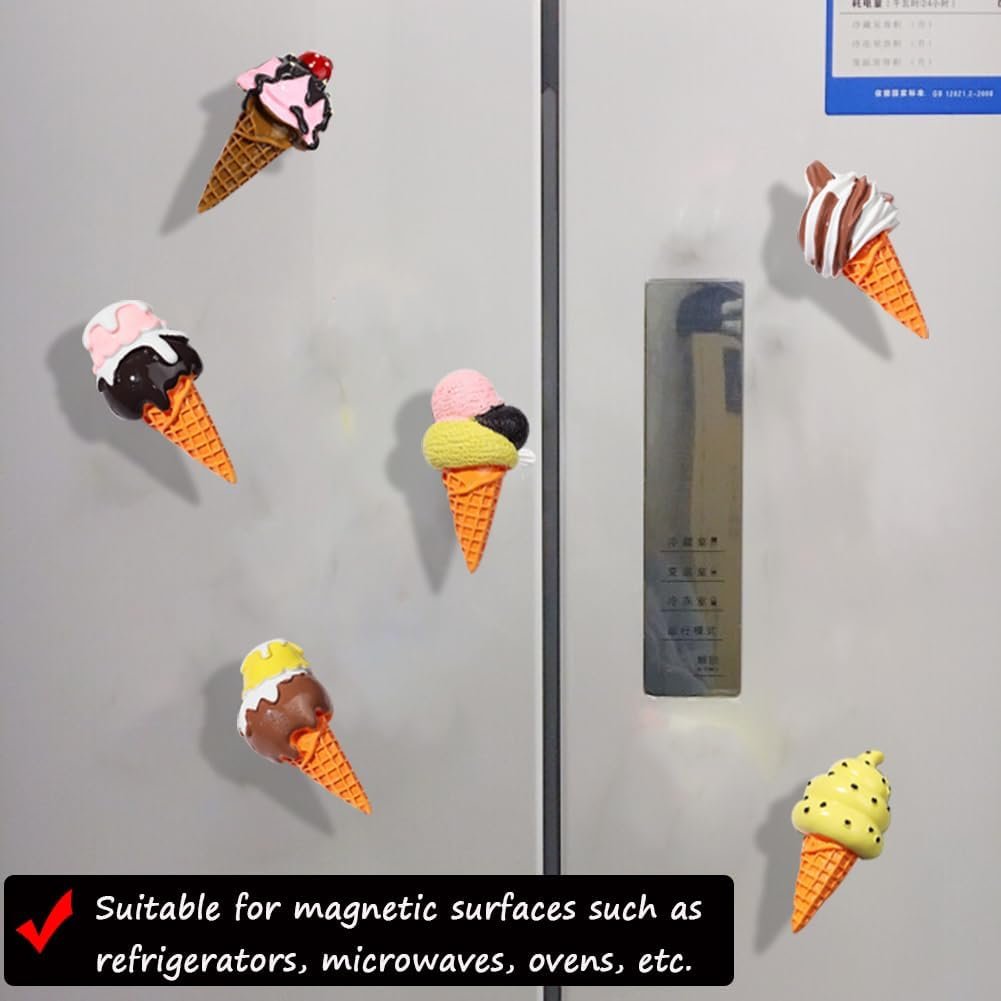 wholesale 12 pcs refrigerator magnet, magnetic sticker 3d resin ice cream refrigerator magnets decorative fridge magnets for kitchen home decoration office whiteboard factory & supplier oem