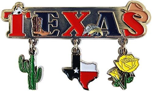 wholesale texas 3 charm souvenir magnet featuring the state of texas,cactus and a beautiful yellow flower factory & supplier oem