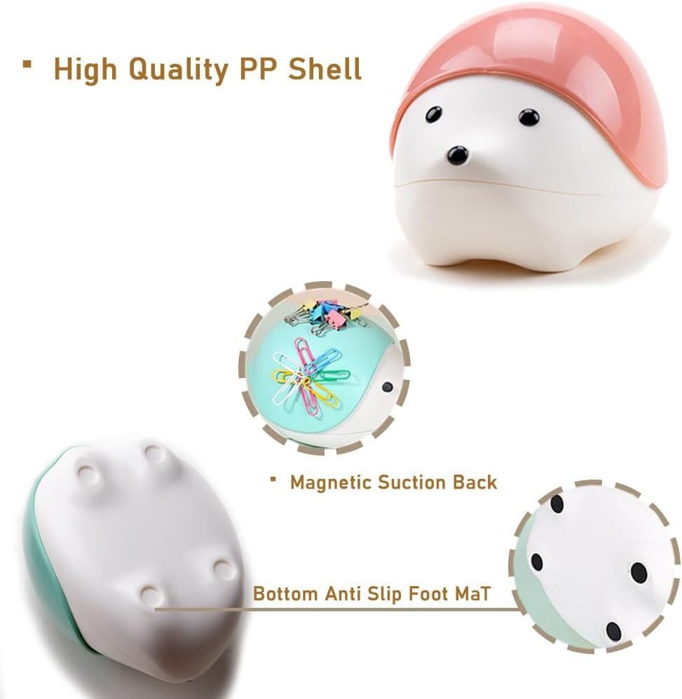 wholesale zorza 1pcs cute magnetic hedgehog paper clip holder cartoon hedgehog pin storage box magnetic animal pin holder for jewelry & pin fun office desk organizer (pink) factory & supplier oem