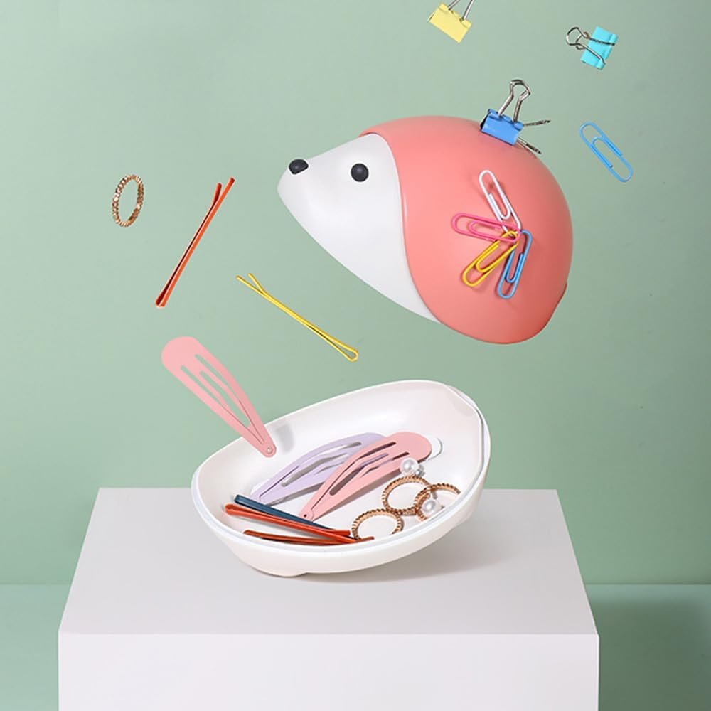 wholesale zorza 1pcs cute magnetic hedgehog paper clip holder cartoon hedgehog pin storage box magnetic animal pin holder for jewelry & pin fun office desk organizer (pink) factory & supplier oem