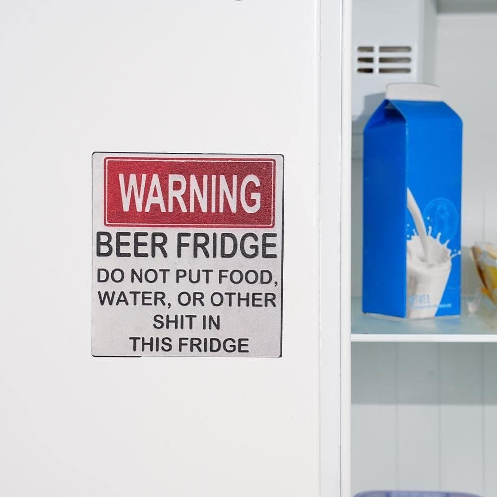 wholesale warning beer fridge magnet funny warning sign beer stickers magnet stickers do not put food,water,or other shit in this fridge refrigerator magnets kitchen accessories factory & supplier oem