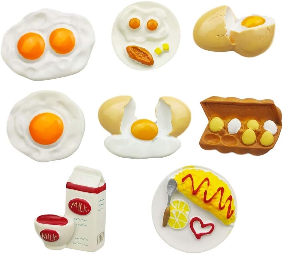 wholesale 8 pcs/set 3d resin refrigerator magnets series home decor fridge magnetic stickers photo office message kitchen accessories (breakfast egg series) factory & supplier oem