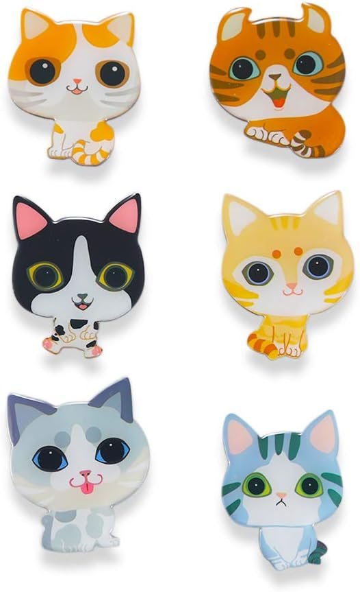 wholesale 6-pack fridge magnets for kids adults refrigerator magnets cute cats ornament funny decor for kitchen office classroom whiteboard lockers, magnet set ideal gift by morcart (6pcs-cat) factory & supplier oem