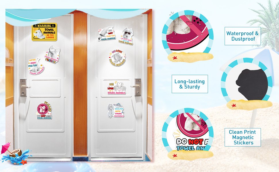 wholesale 9 pcs towel animals magnetic - cruise ship cabin door magnets, funny sea ocean decorations for refrigerator, cruise door & carnival party, cute elephant, turtle & dog factory & supplier oem