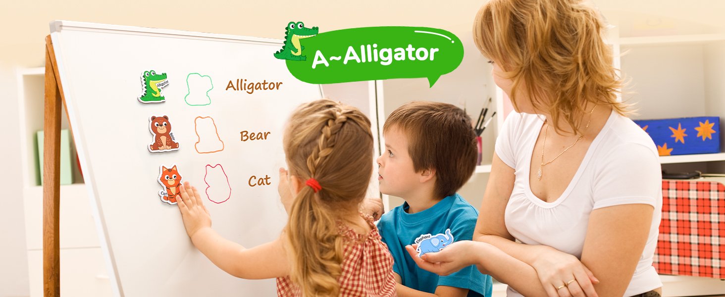 wholesale joycat wooden magnets for kids – 26 cute a-z animals fridge magnets for toddlers, large magnetic animal refrigerator toys, fun educational learning gifts for toddlers 2 3 4 5 years old factory & supplier oem