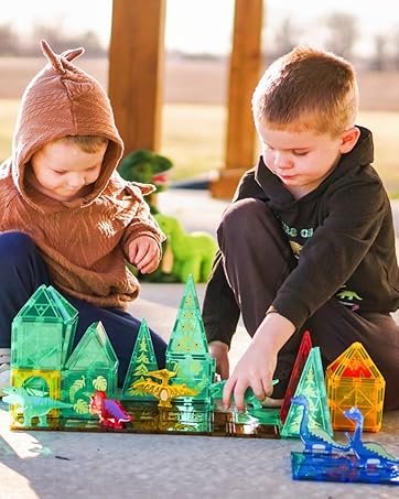 wholesale dinosaur toys magnetic tiles building blocks kids - dinosaur world stem magnet for toddlers creative construction play for 3+ year old boys girls ideal preschool learning sensory toys factory & supplier oem