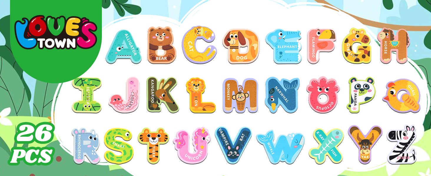 wholesale lovestown magnetic letters for toddlers, 26 large animal alphabet magnets, educational learning toys, fridge magnetic letters set factory & supplier oem