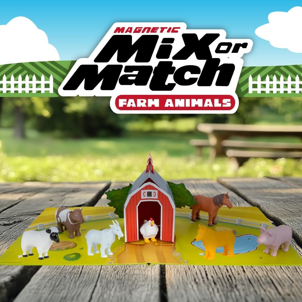 wholesale popular playthings mini magnetic mix or match animal toys with pop-up playmat, set of 7 - farm factory & supplier oem