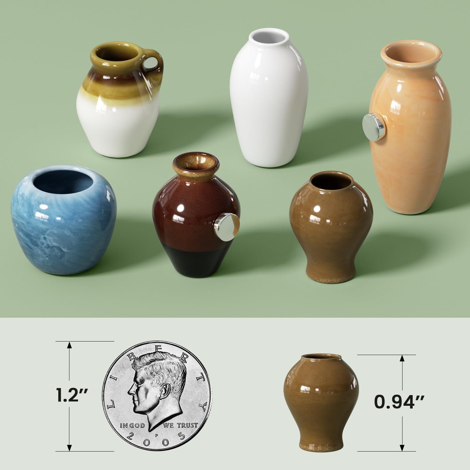 wholesale cute mini ceramic vase fridge magnets, funny small plant magnets, tiny 3d plant vase for refrigerator decoration kitchen locker kitchen office (6 pack) factory & supplier oem