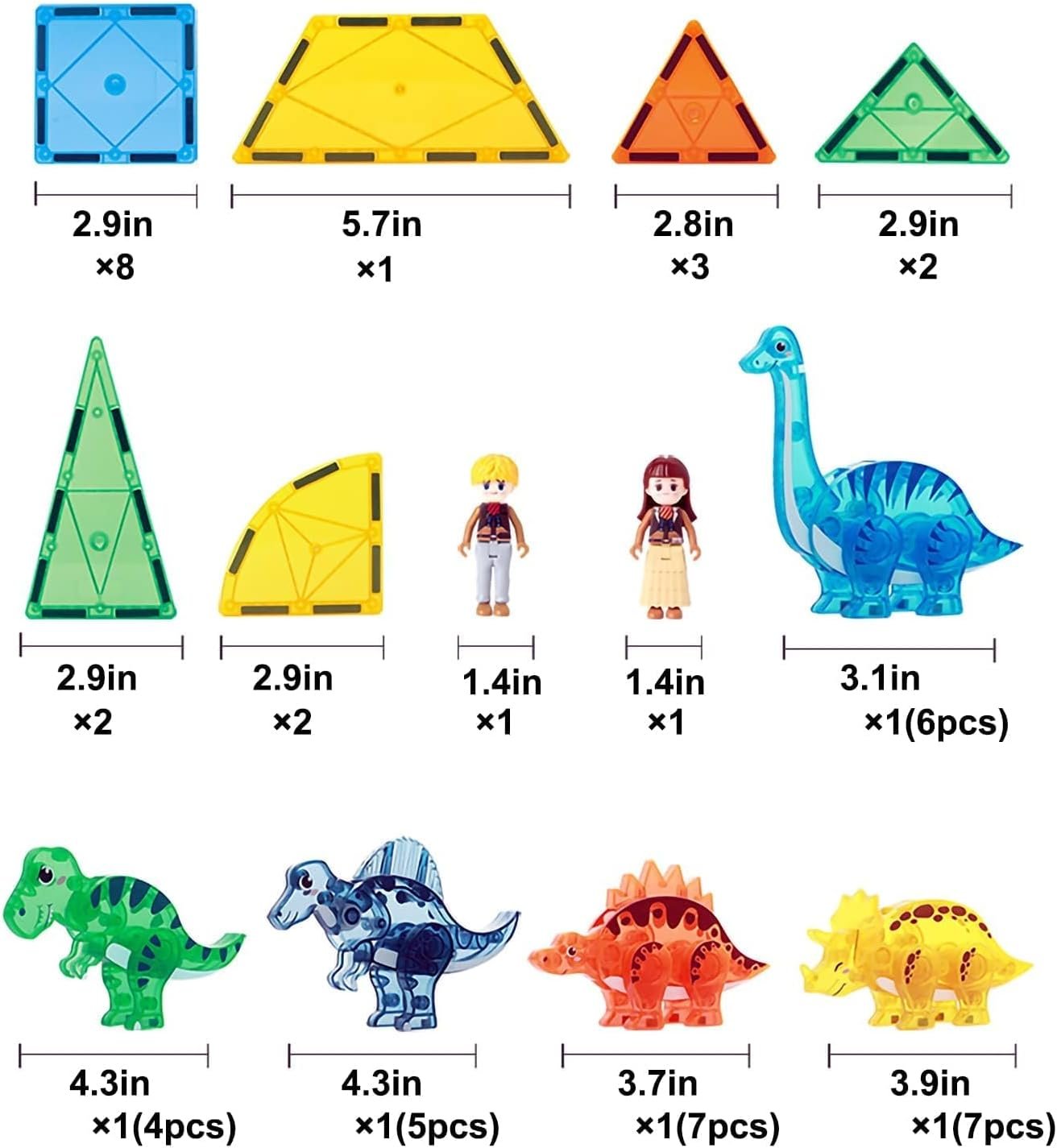 wholesale dinosaur magnetic tiles, educational magnet tiles building block toy dino world, learning construction magnetic toys set for boys girls kids age 3 4 5 6 7 8（49 pcs） factory & supplier oem