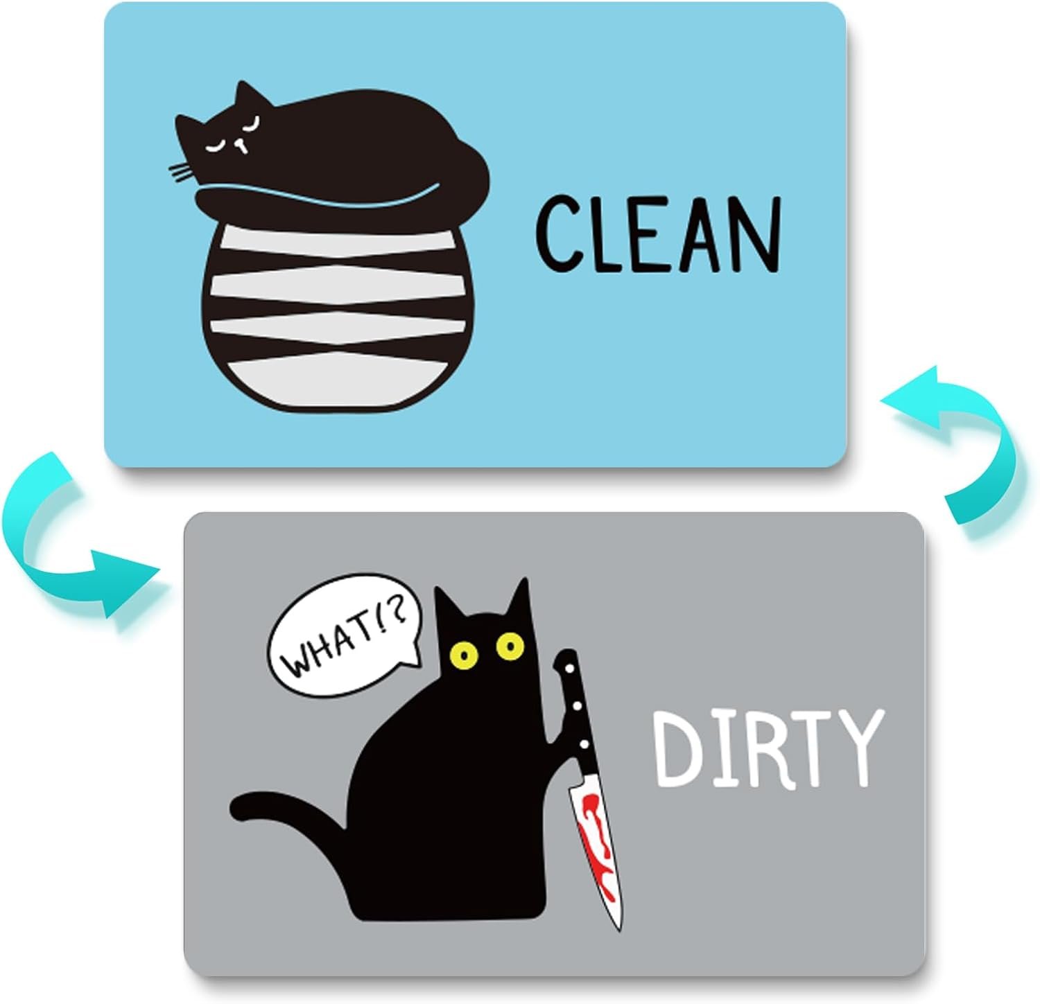wholesale funny dishwasher magnet clean dirty sign universal double sided refrigerator magnet cute black cat cartoon magnets flip with magnetic plate indicator sign for kitchen home decor g factory & supplier oem