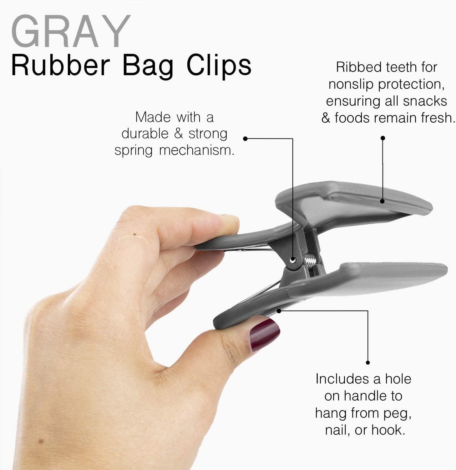 wholesale cook with color bag clips, heavy duty chip clip and refrigerator magnet clips for food storage with air tight seal grip for snack bags and food bags (grey, pack of 8) factory & supplier oem