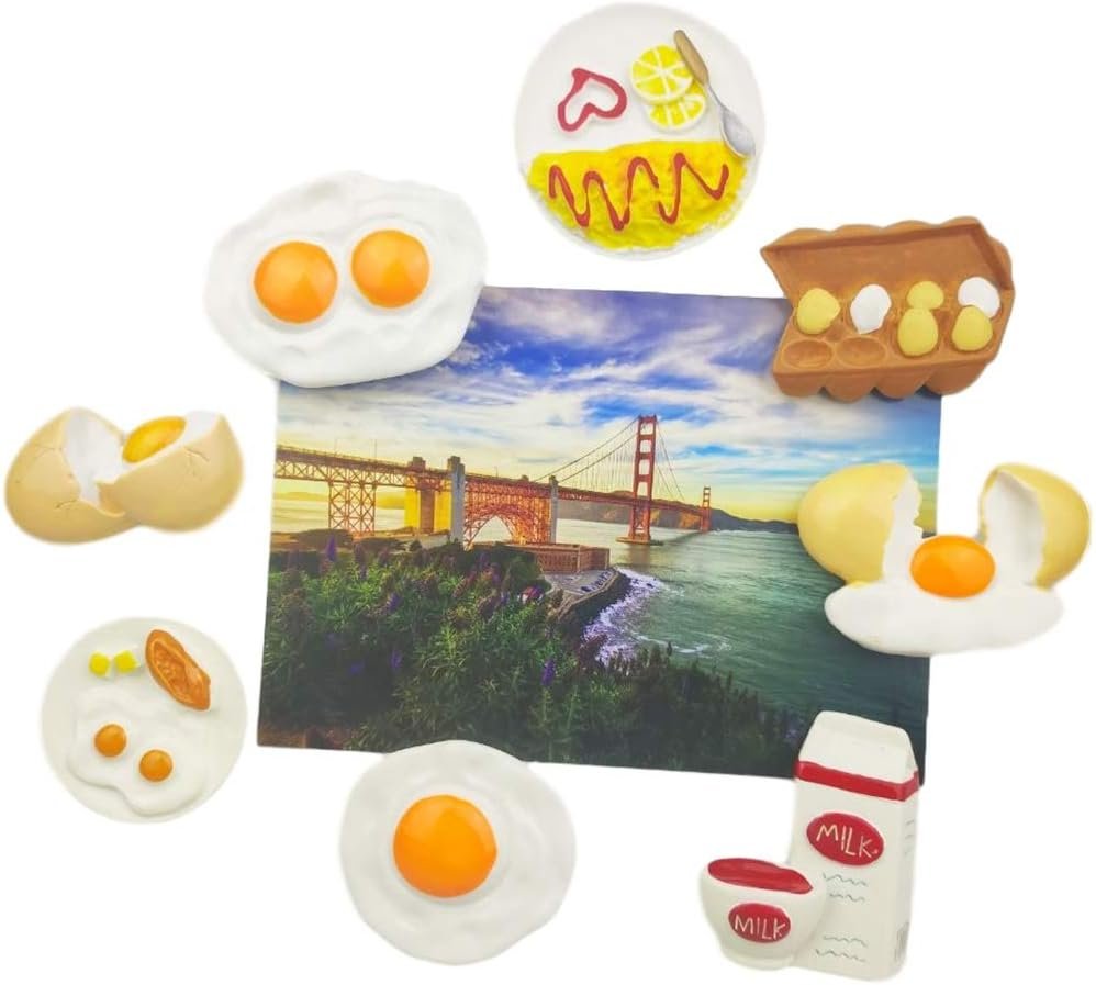 wholesale 8 pcs/set 3d resin refrigerator magnets series home decor fridge magnetic stickers photo office message kitchen accessories (breakfast egg series) factory & supplier oem