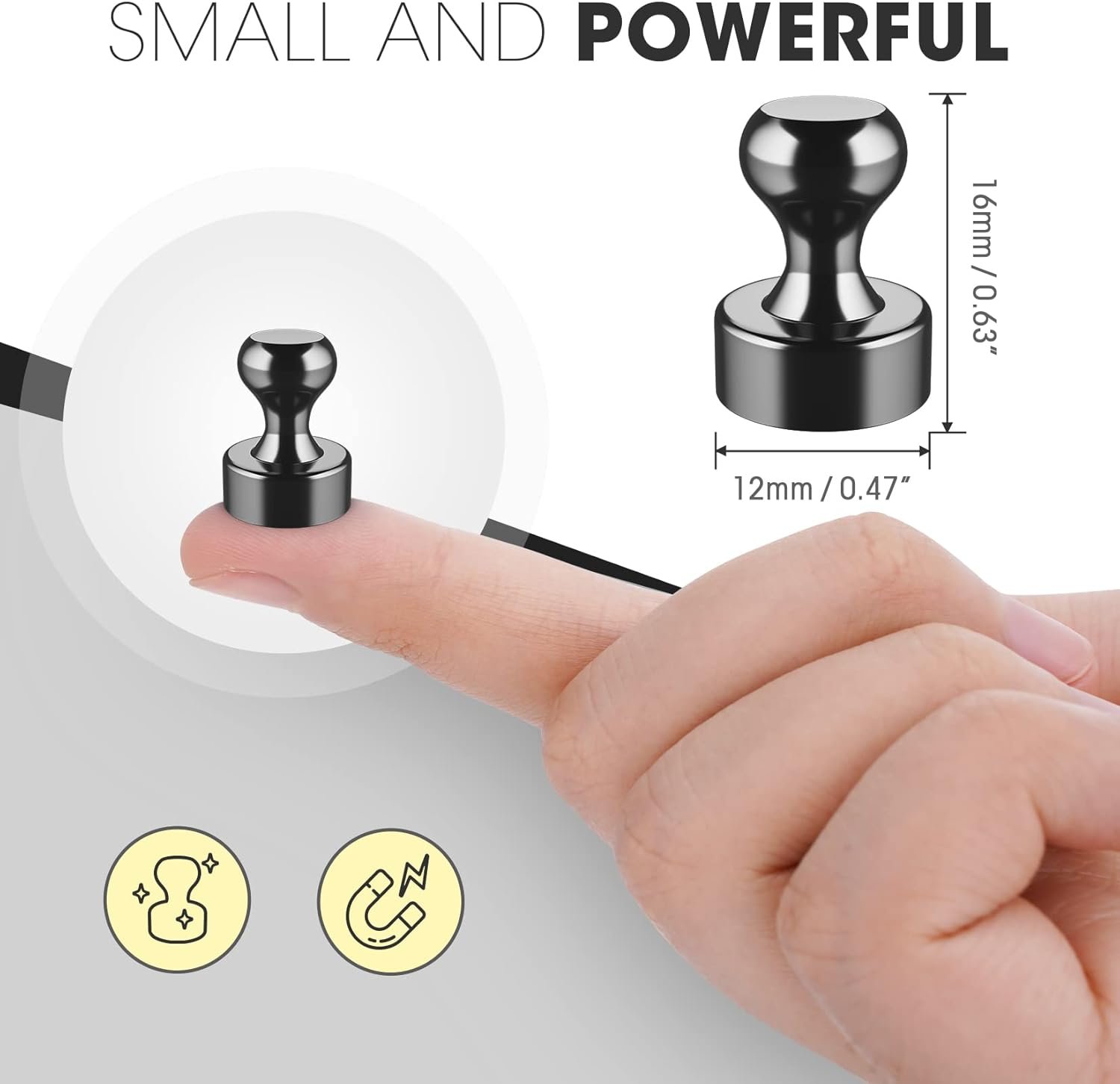 wholesale grtard 48 pack black magnetic push pins - strong fridge & whiteboard magnets for office, school, locker & map factory & supplier oem