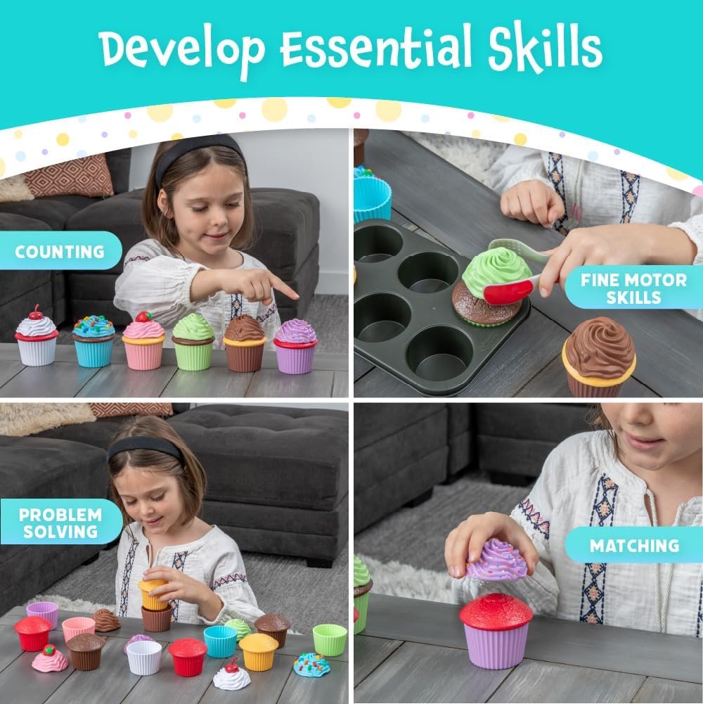 wholesale magnetic bake & play cupcake toy set, bakery pretend play for toddlers, 20 pieces factory & supplier oem