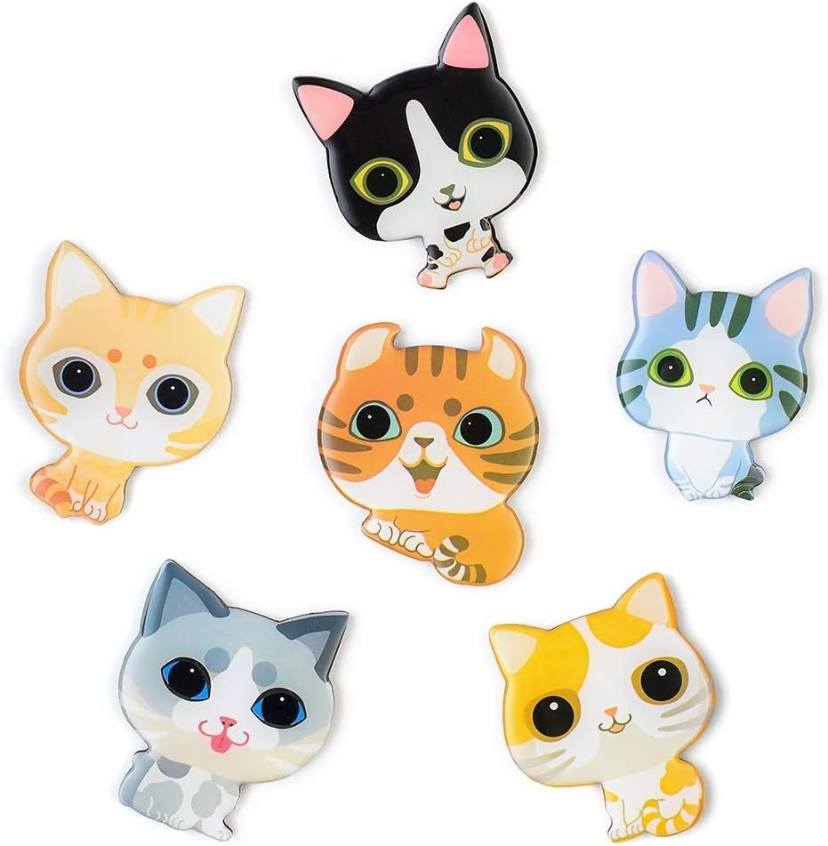 wholesale 6-pack fridge magnets for kids adults refrigerator magnets cute cats ornament funny decor for kitchen office classroom whiteboard lockers, magnet set ideal gift by morcart (6pcs-cat) factory & supplier oem