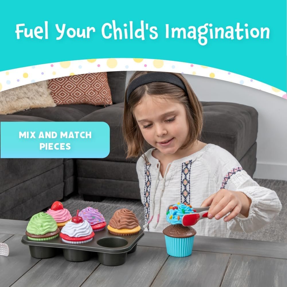 wholesale magnetic bake & play cupcake toy set, bakery pretend play for toddlers, 20 pieces factory & supplier oem